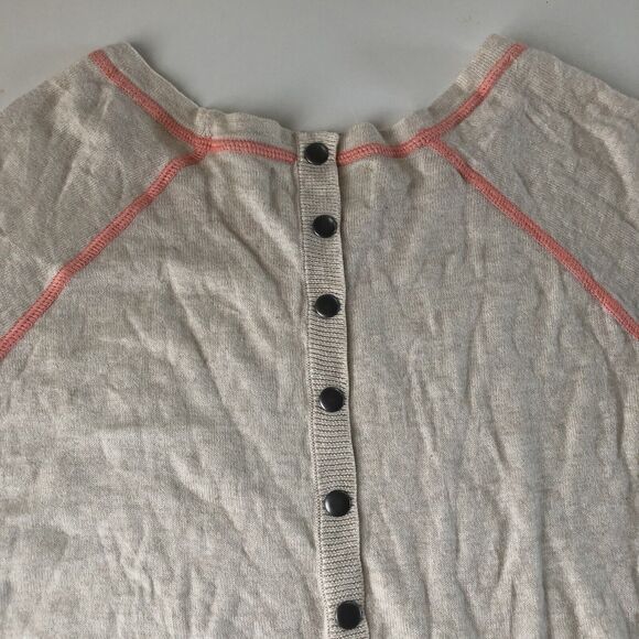 Ruby Moon Ivory Beige Heather Button Down Back & Wrist Sweater Small - Picture 4 of 13